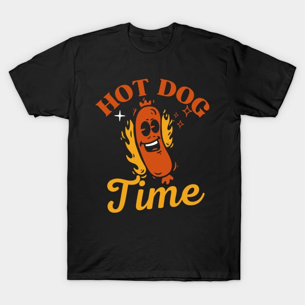 Hot Dog Time Retro Vintag Funny Hot Dog Saying T-Shirt by Illustradise